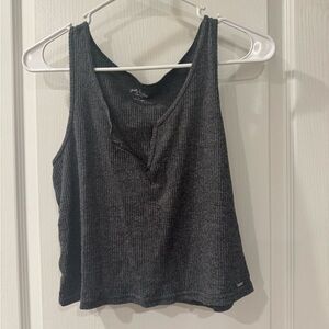 Gray Sleeveless Crop Tank Top Relaxed Fit